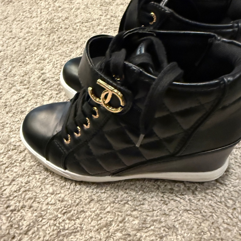 Juicy Couture Black and Gold Quilted Sneakers